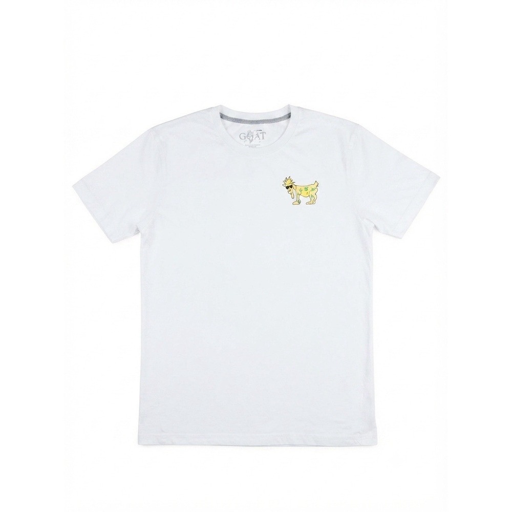 GOAT USA T-Shirt Men's Medium White Pineapple Graphic Logo Tee Cotton Blend